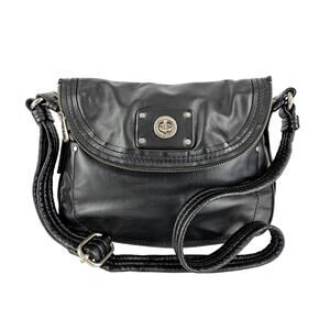 MARC BY MARC JACOBS WOMEN'S BLACK LEATHER CROSSBODY PURSE W/ LOGO LINED INTERIOR
